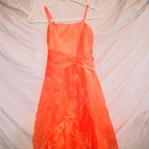 Orange Lilly Kids Spaghetti Straped Pageant Dress